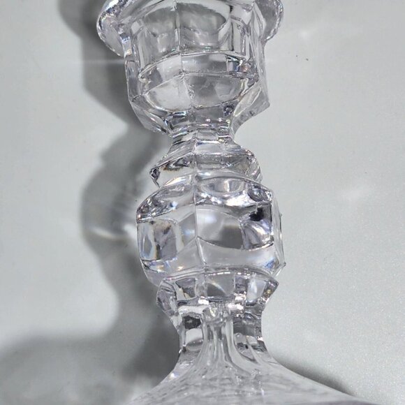 Crystal Pedestal Candlesticks Candleholders Pair PbO 24% Vintage Made in Taiwan - Picture 8 of 8